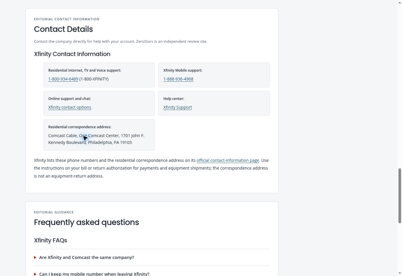 Company contact details