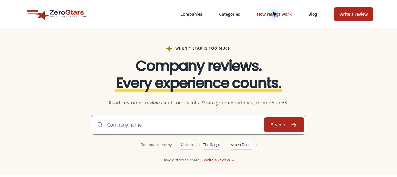 Homepage and company search