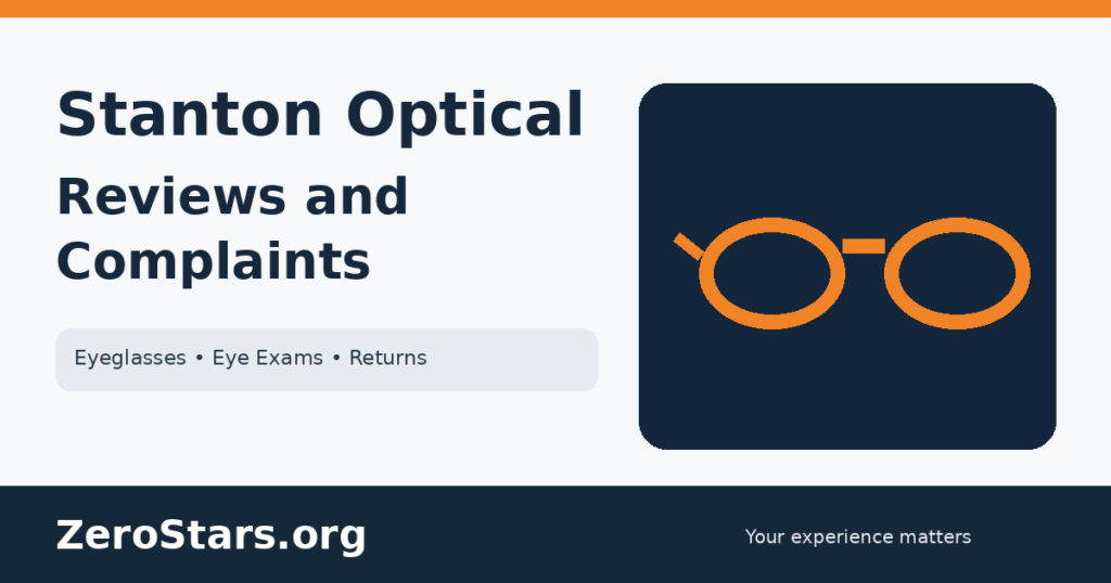 Stanton Optical reviews and complaints ZeroStars.org cover