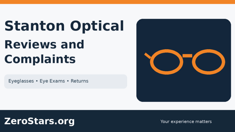 Stanton Optical reviews and complaints ZeroStars.org cover