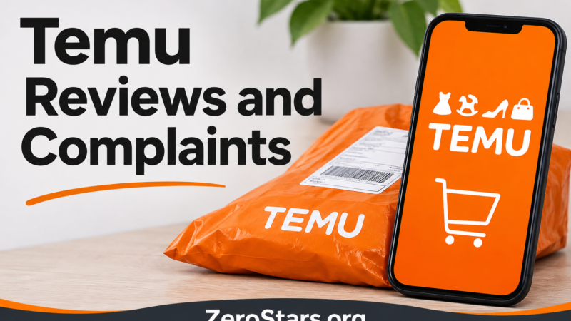 Temu reviews and complaints ZeroStars.org editorial graphic